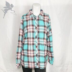 TALBOT'S Plaid button down top
